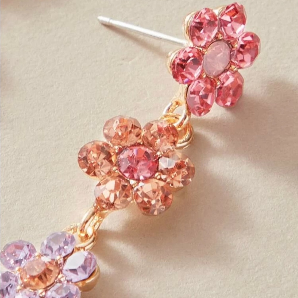 Betsey Johnson Cubic Zirconia Flower Earrings - Picture 4 of 8